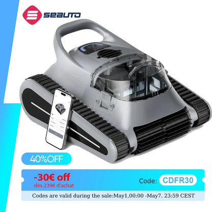 (2026 Update) Seauto Crab Pro Robotic Pool Vacuum, Wall-Climbing Robot, Suitable for Walls and Floors of 2000 Square...