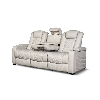 White Color 3seater Electric Cinema Sofa Home Theater Furniture Cinema Interior Home Theater Laydown Table Recliner Sofa Chair
