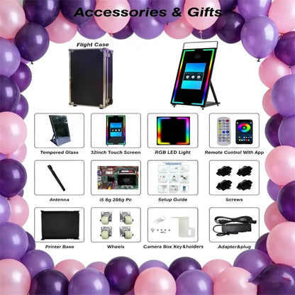 High Quality Selfie Portable Photo Booth Wedding Event 65 inch and 40 inch Magic Mirror DSLR Camera Photo Booths - Kimlud