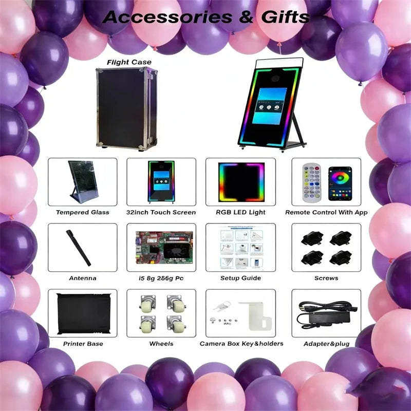 High Quality Selfie Portable Photo Booth Wedding Event 65 inch and 40 inch Magic Mirror DSLR Camera Photo Booths - Kimlud