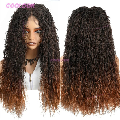 Micro Twist Braided Wig For Black Women Synthetic Two Strand Twist Hair Full Lace Front Wig Natural Protective Style