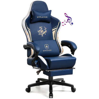 Gaming Chair with Bluetooth Speakers, Footrest & Ergonomic Design, Dragon Series Video Game & Office Chair