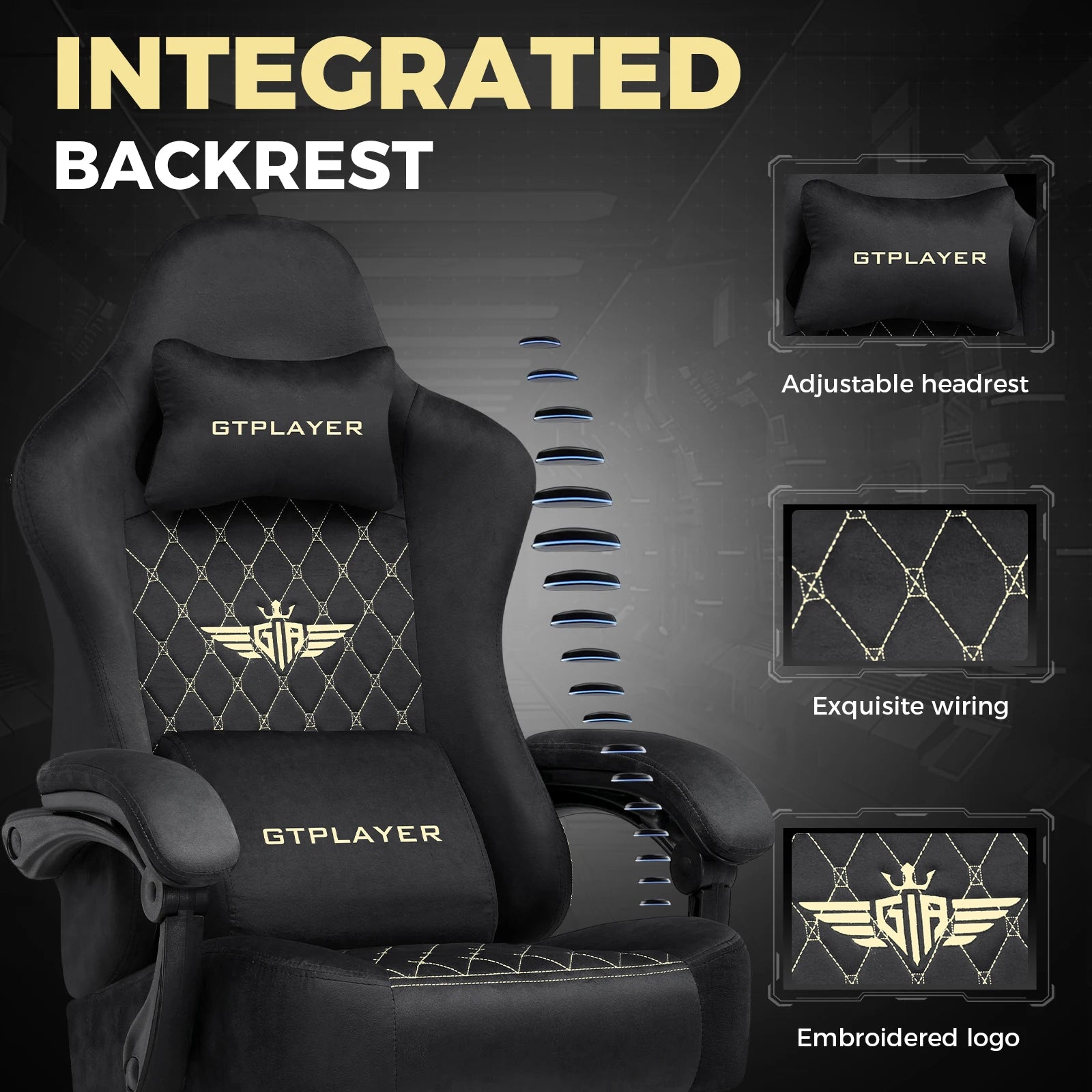 GTPLAYER Gaming chair fabric Gaming Chair Ergonomic office boot PC chair, Adjustable and Rotatable Desk Chair | Kimlud...