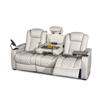 White Color 3seater Electric Cinema Sofa Home Theater Furniture Cinema Interior Home Theater Laydown Table Recliner Sofa Chair
