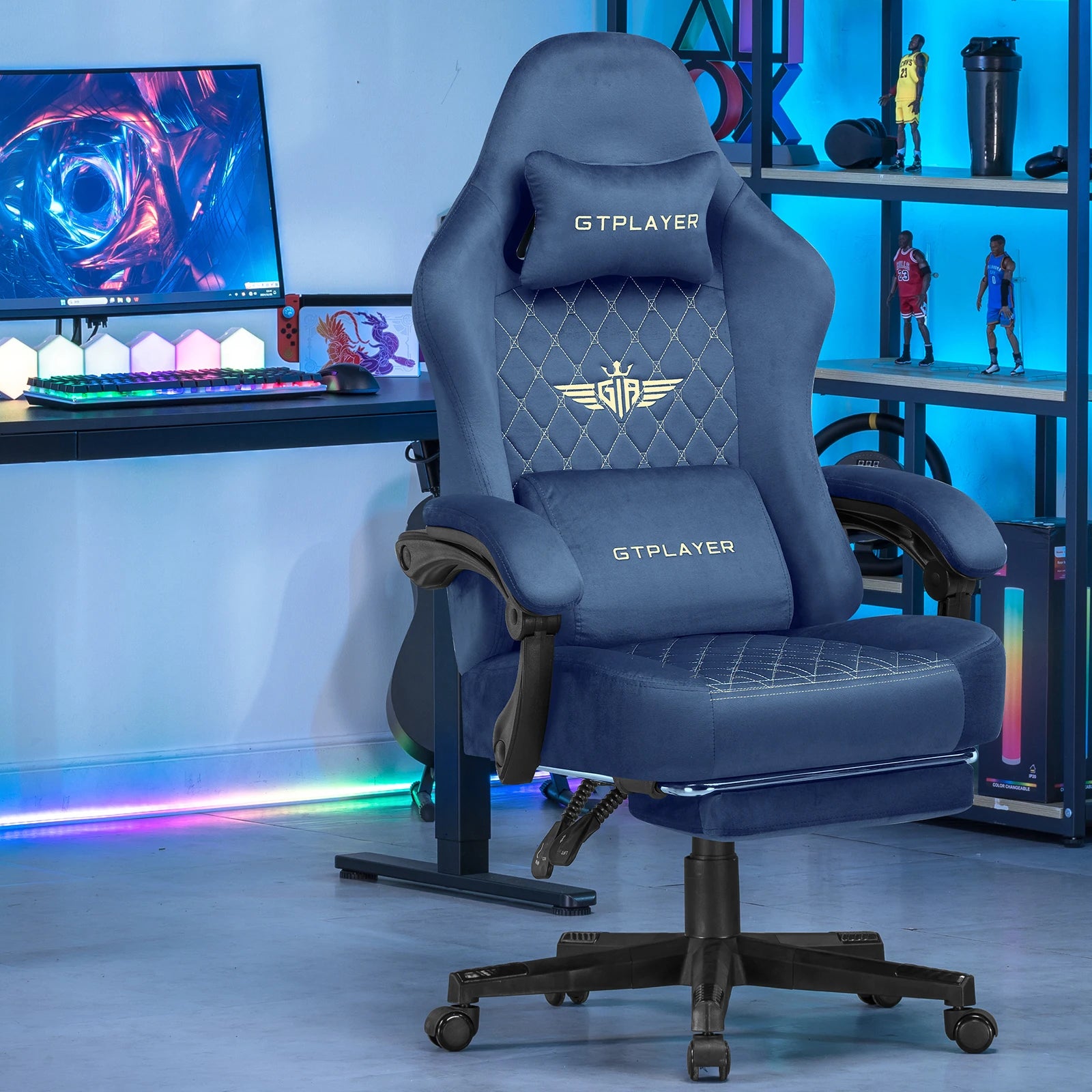 GTPLAYER Gaming chair fabric Gaming Chair Ergonomic office boot PC chair, Adjustable and Rotatable Desk Chair | Kimlud...