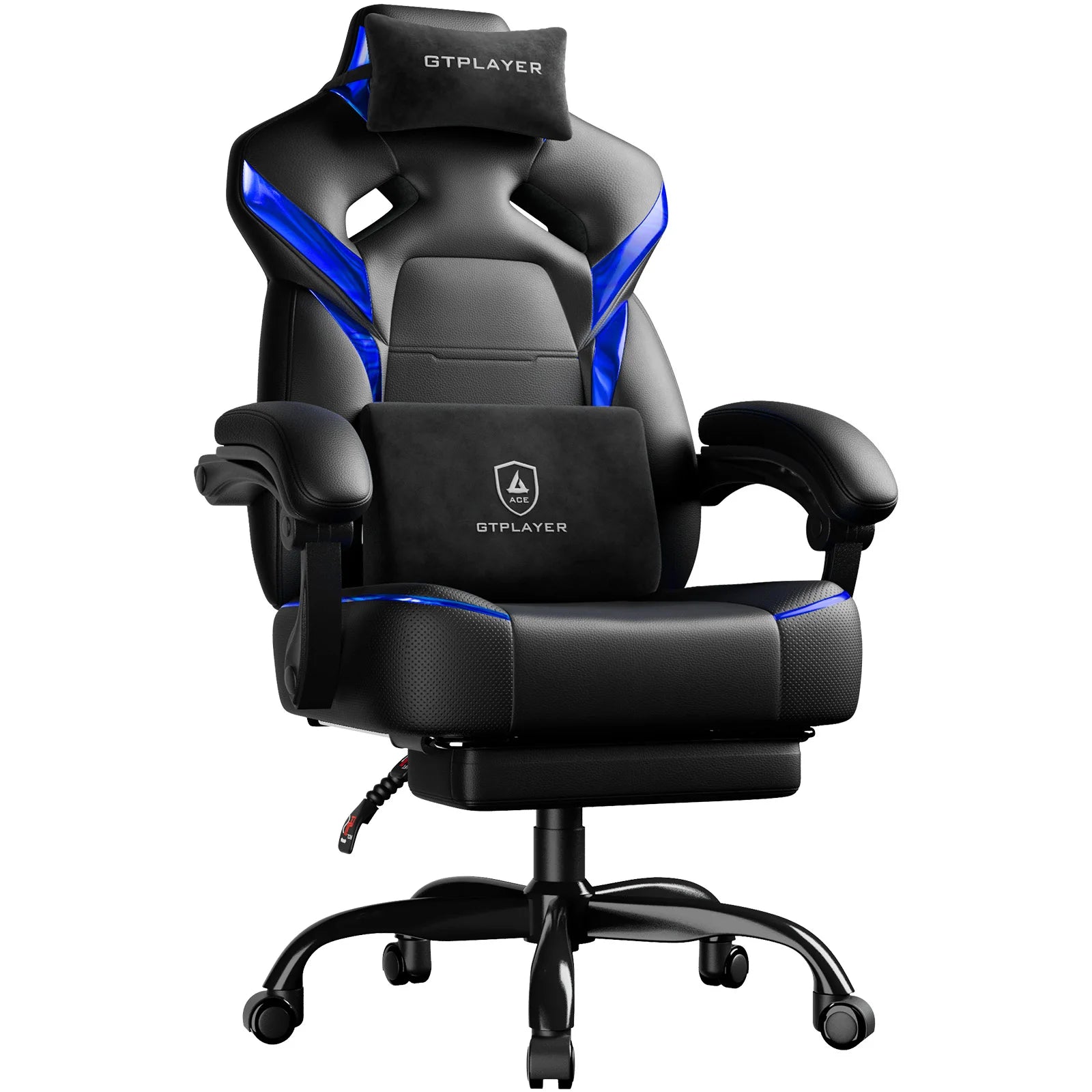 GTPLAYER Gaming Chair with Footrest, Gamer Armchair Height-Adjustable, 200 kg Load Capacity, Adjustable Armrests, Lumbar...