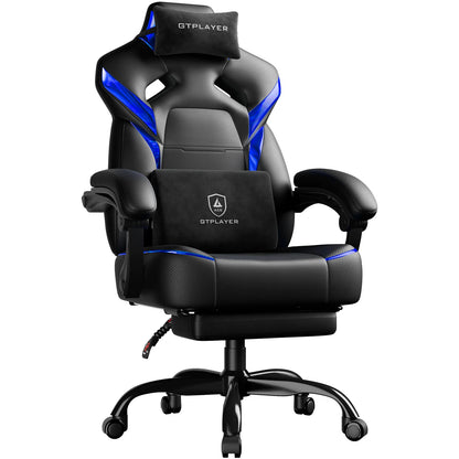 GTPLAYER Gaming Chair with Footrest, Gamer Armchair Height-Adjustable, 200 kg Load Capacity, Adjustable Armrests, Lumbar...