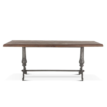 Teak Wood Rectangular Top Antique Nickel Cast Iron Base Industrial Work Stunning Dining Kitchen & Hotel Furniture Dining...