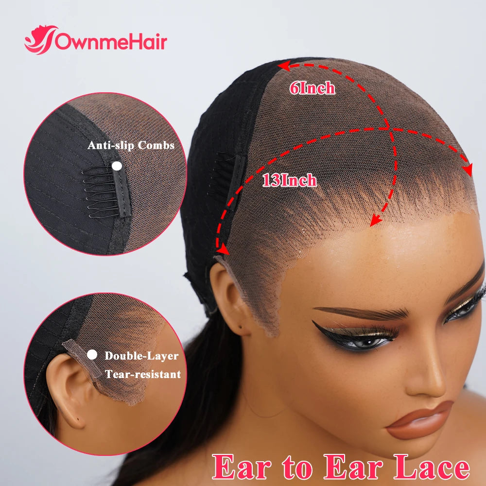 Ownmehair 13x4 13x6 Human Hair Wigs Glueless Body Wave 6x5 HD Wear and Go Wig Pre Plucked Bye Bye Knots Virgin Hair Wigs...