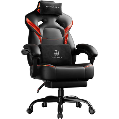 GTPLAYER Gaming Chair with Footrest, Gamer Armchair Height-Adjustable, 200 kg Load Capacity, Adjustable Armrests, Lumbar...