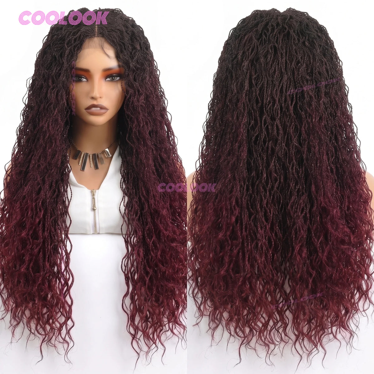 Micro Twist Braided Wig For Black Women Synthetic Two Strand Twist Hair Full Lace Front Wig Natural Protective Style