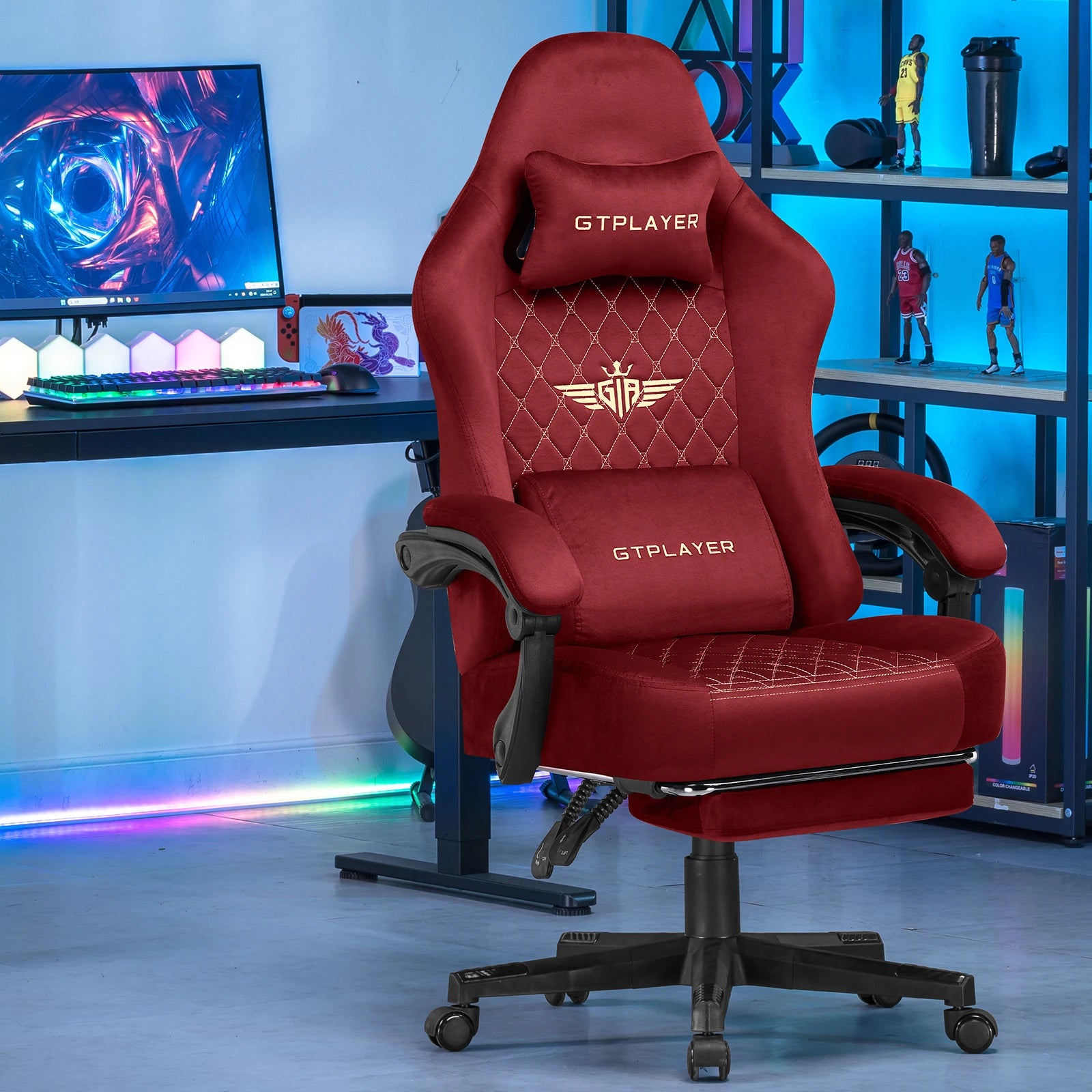 GTPLAYER Gaming chair fabric Gaming Chair Ergonomic office boot PC chair, Adjustable and Rotatable Desk Chair | Kimlud...