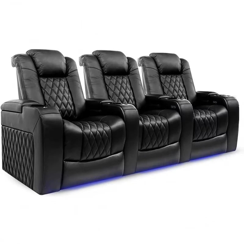 White Color 3seater Electric Cinema Sofa Home Theater Furniture Cinema Interior Home Theater Laydown Table Recliner Sofa Chair