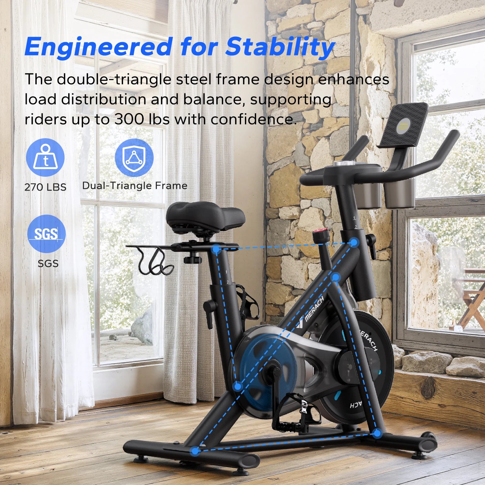 MERACH Exercise Bike Brake Pad/Magnetic Stationary Bike with Exclusive App Low Noise Indoor Cycling Bike with Fitness Courses B2 - Kimlud