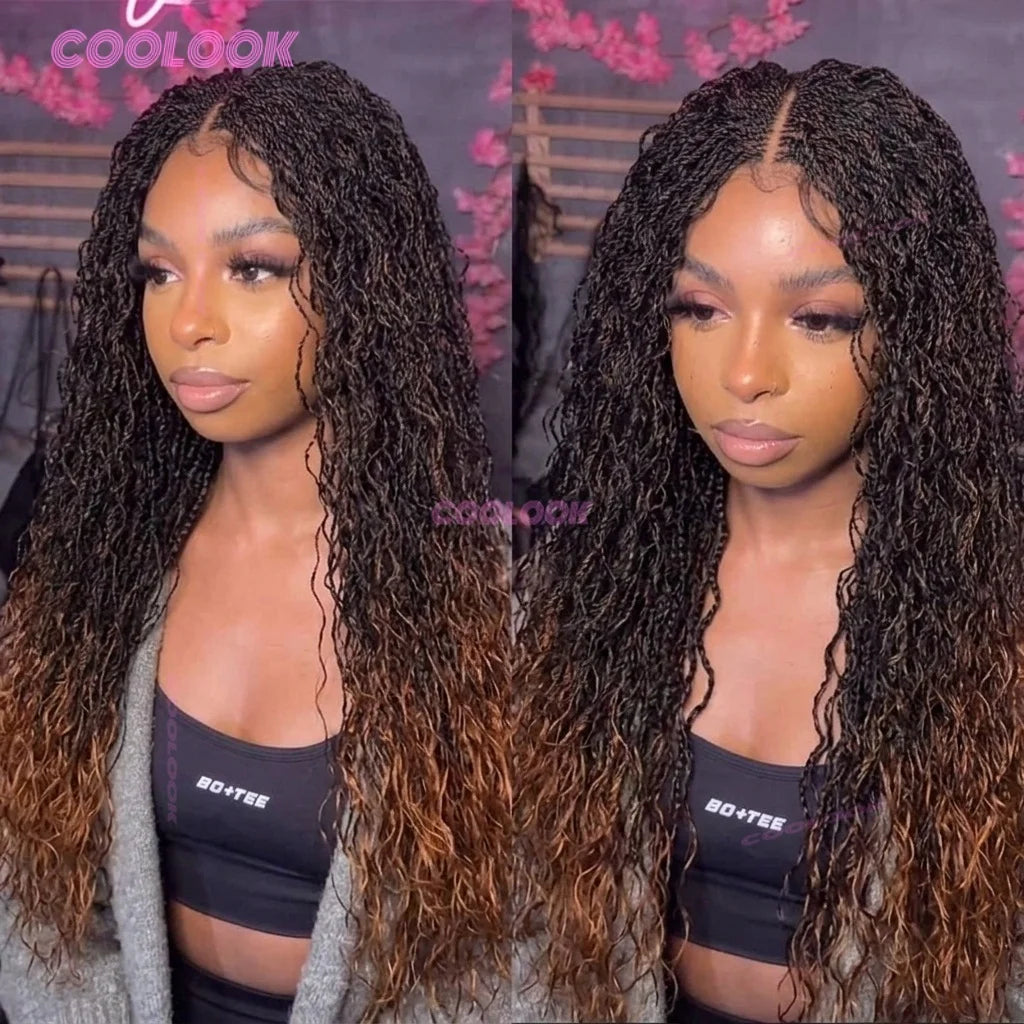 Micro Twist Braided Wig For Black Women Synthetic Two Strand Twist Hair Full Lace Front Wig Natural Protective Style