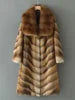 Women's Woven Muskrat Mink Coat with Square Collar Raw Processing