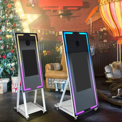 Portable Digital Reflective Photo Rack with Touch Screen, Mirror Booking Photo Booth, Wedding Festival, Event, Free Magic Mirror - Kimlud