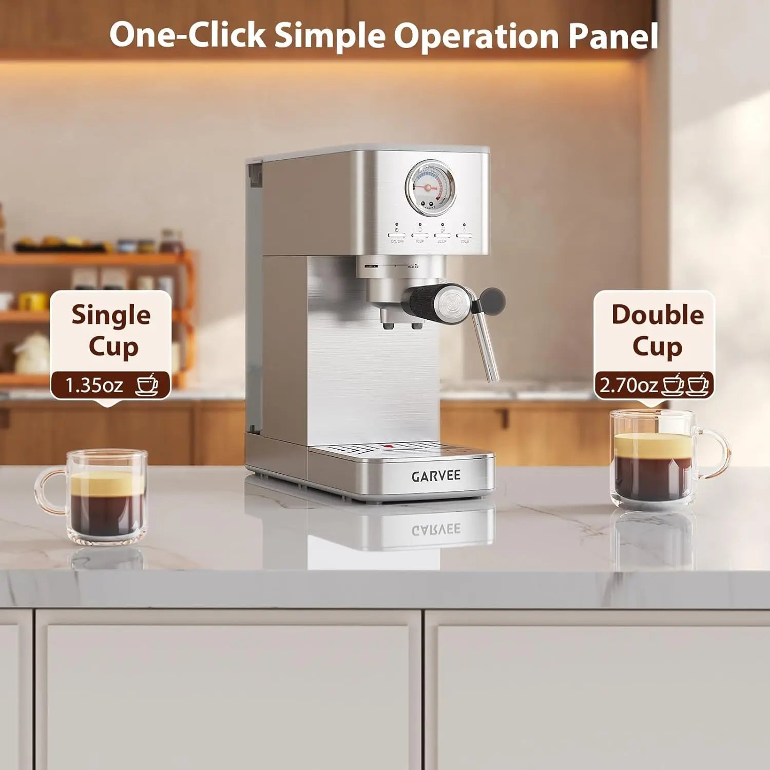 Express espresso machine, compact, 1300 W, semi-automatic, for 1-2 cups, removable water tank, milk frother, pressure...