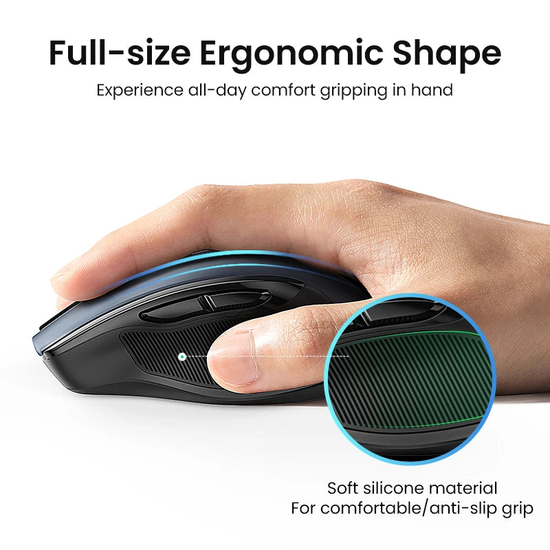 UGREEN Wireless Mouse Bluetooth5.0 Mouse Ergonomic 4000DPI 6 Mute Buttons Mouse For MacBook Tablet Laptops Computer PC 2.4G Mice - Kimlud