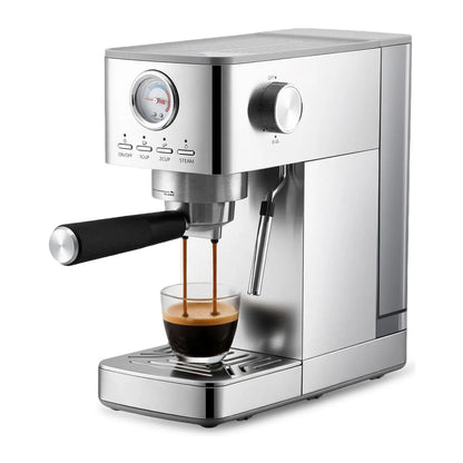 Express espresso machine, compact, 1300 W, semi-automatic, for 1-2 cups, removable water tank, milk frother, pressure...