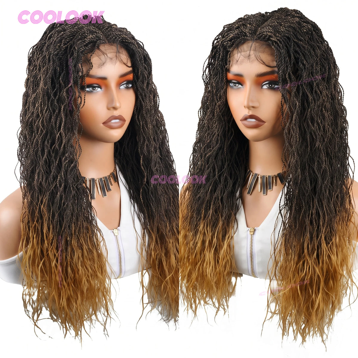 Micro Twist Braided Wig For Black Women Synthetic Two Strand Twist Hair Full Lace Front Wig Natural Protective Style