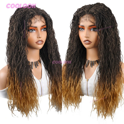 Micro Twist Braided Wig For Black Women Synthetic Two Strand Twist Hair Full Lace Front Wig Natural Protective Style