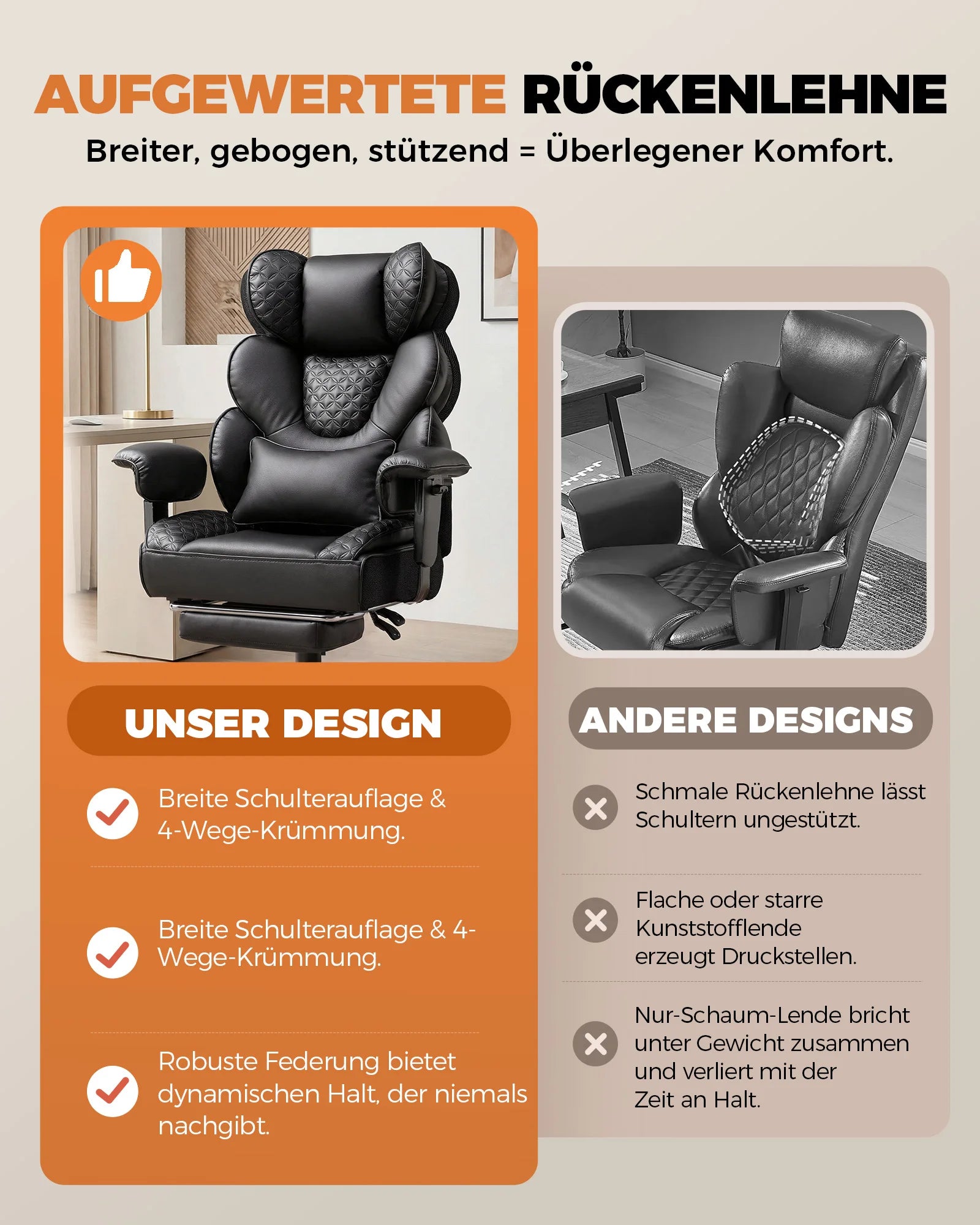 Comhoma Ergonomic Gaming Chair, Office Chair 400 Lb, with Adjustable Lumbar Support & Footrest, Hybrid Design,High Back...