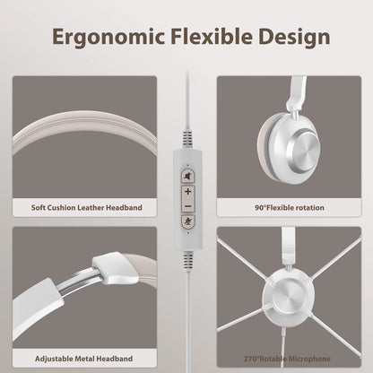 High Performance Noise-Cancelling Headphone With Microphone And USB-A or USB C adaptor For Office  Call Center