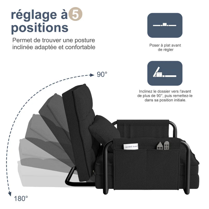 1-site Chauffeuse, 1-site Armchair with 5-position adjustable back, floor Chair with side Storage | Kimlud Luxury Chair