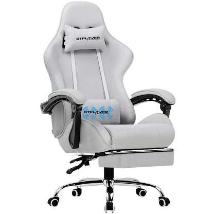 GTPLAYER Gaming Chair with Footrest, Lumbar Support, Adjustable Height, Swivel, Headrest for Office/Gaming | Kimlud...