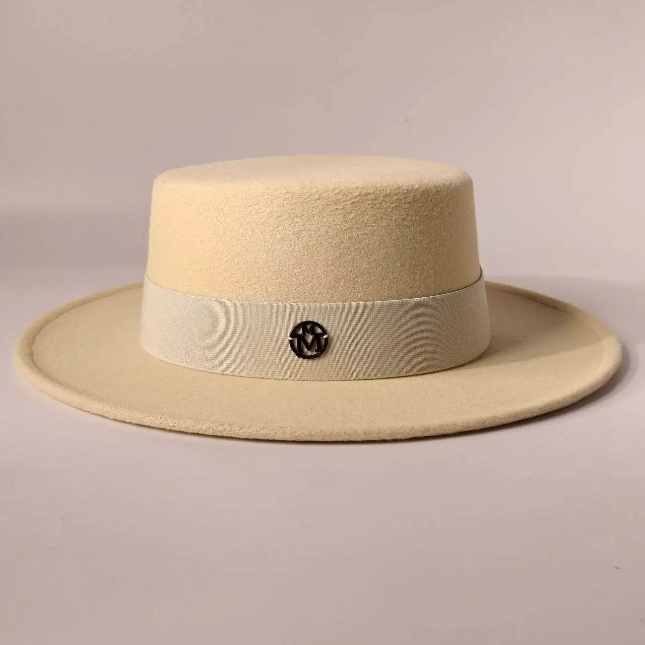 French felt hat Flat-top  Autumn and winter felt hats Letter accessories women's wide-brimmed hat sombrero fedora  sombrero