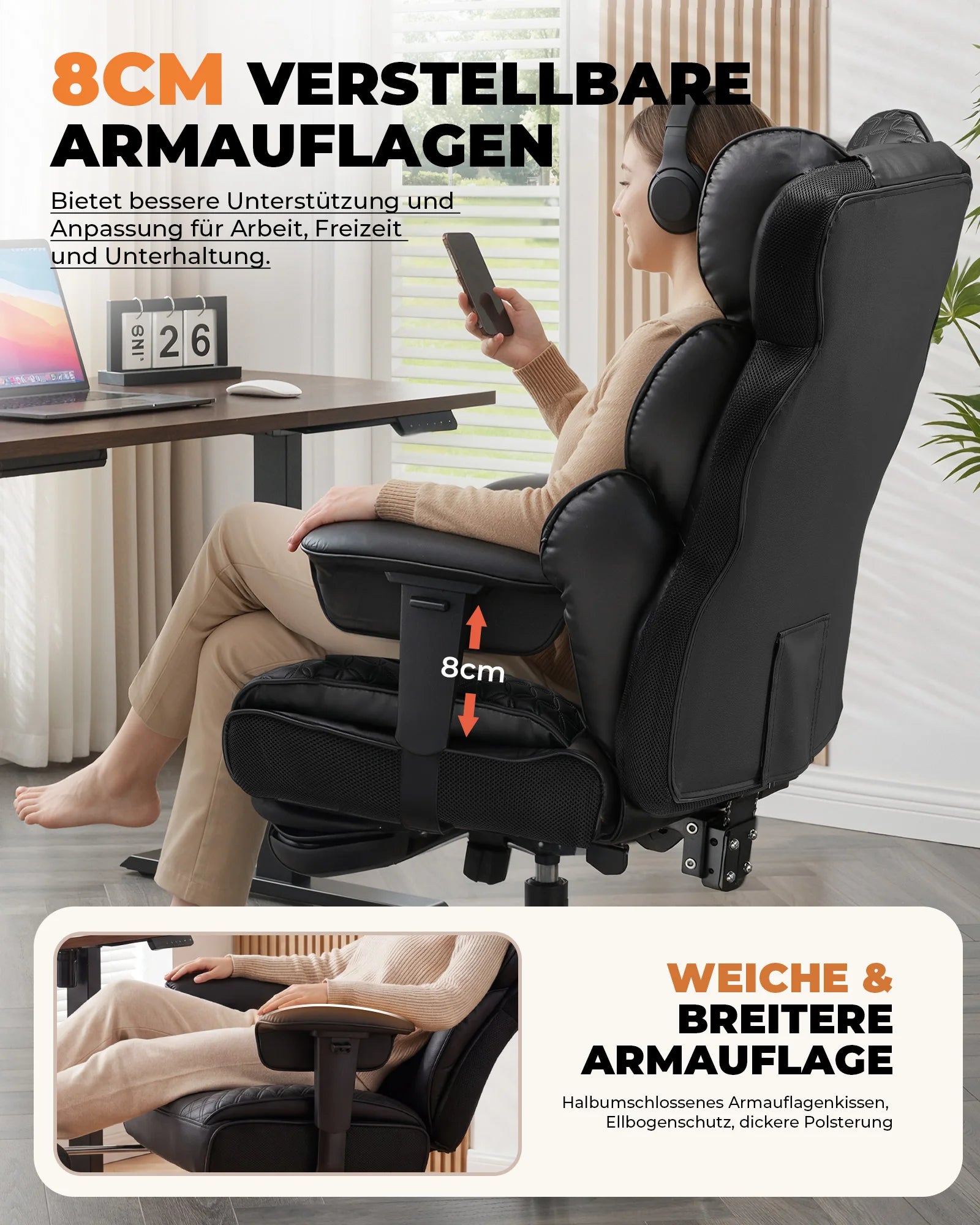 Comhoma Ergonomic Gaming Chair, Office Chair 400 Lb, with Adjustable Lumbar Support & Footrest, Hybrid Design,High Back...
