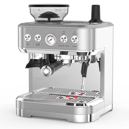 Towallmark espresso machine with grinder, 15 bar, PID control, 250g bean hopper, 360° steam wand, 2.3 L water tank,...