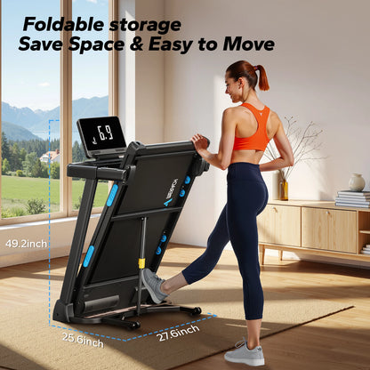 MERACH Foldable Treadmill T12 Incline Quiet Treadmills Double Deck Technology 4 Silicone Shock Cushion Heart Rate...