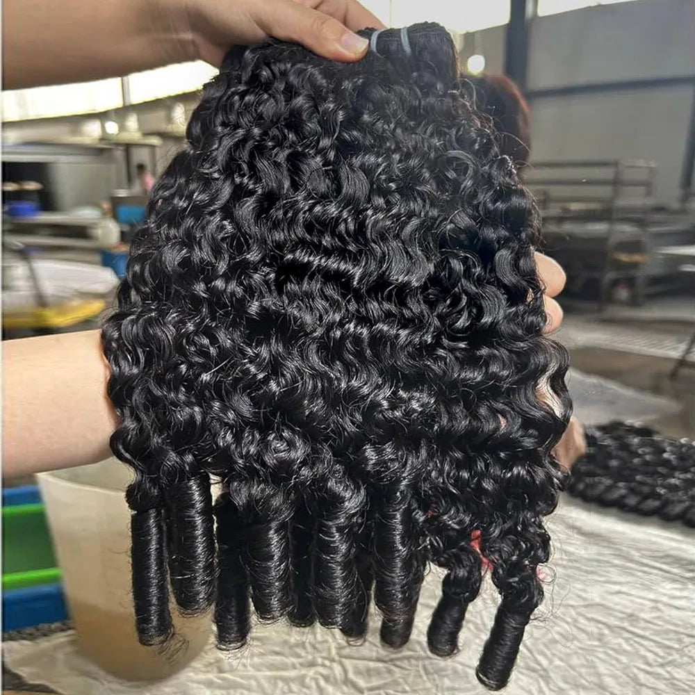 Burmese Curly Human Hair Bundles Human Hair Quality Deep Wave Raw Hair Weave Bundles Double Drawn Vietnamese Hair Extension