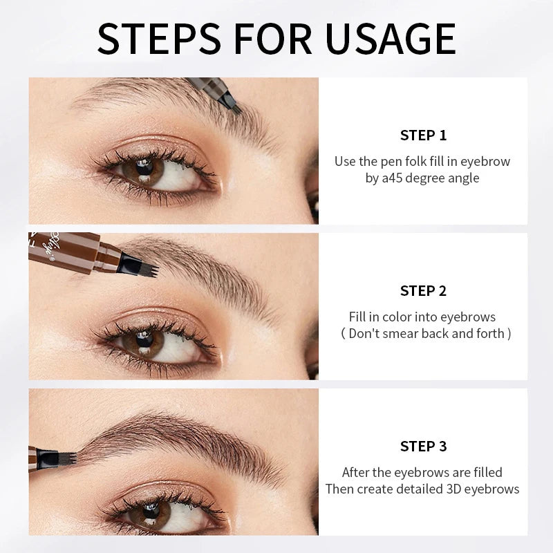 Four-Pronged Eyebrow Pencil Waterproof Long-Lasting Non-Decoloring Four-Pronged Wild Eyebrow Pencil Liquid Water Eyebrow...