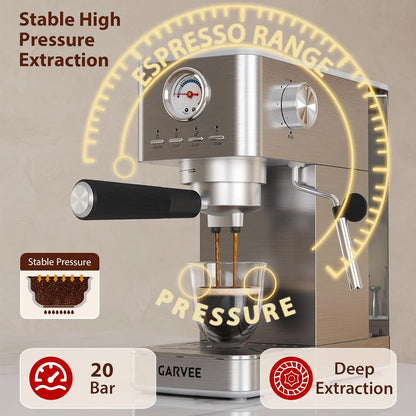 Express espresso machine, compact, 1300 W, semi-automatic, for 1-2 cups, removable water tank, milk frother, pressure...