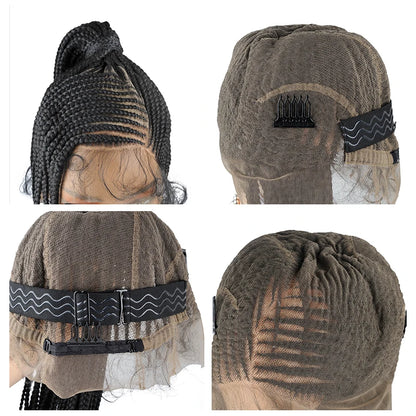 Handmade Synthetic Full Lace Kontless Braids Wigs Ponytail Braided Lace Wigs for Black Women Cornrow Braided Wigs With...