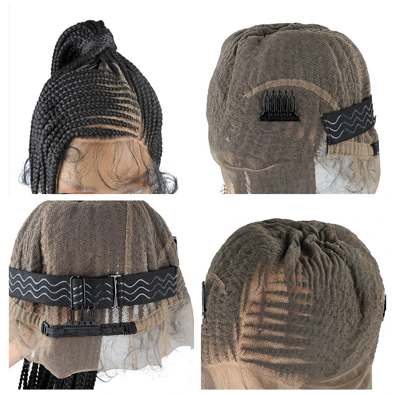 Handmade Synthetic Full Lace Kontless Braids Wigs Ponytail Braided Lace Wigs for Black Women Cornrow Braided Wigs With...
