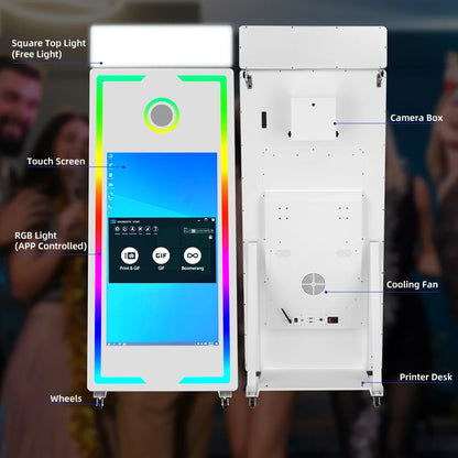 EU shipment of 65-inch mirror photo booth, portable selfie mirror photo booth, touch screen LED photo frame self-service termina - Kimlud