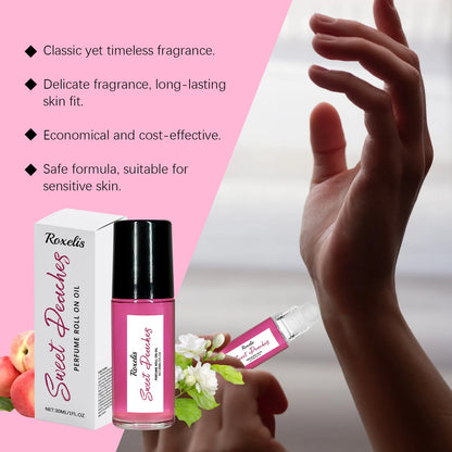 Roxelis 30ml Pheromone Perfume Roller Ball Long Lasting Peach Fragrance Oil Armpit Odor Remover Dating Scent Charming...