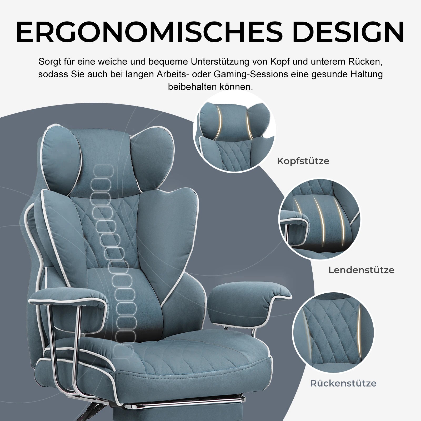 Gtplayer Gaming Chair, Office Chair with Pocket Spring Lumbar Support, Ergonomic and Comfortable Wide Office Computer Chair