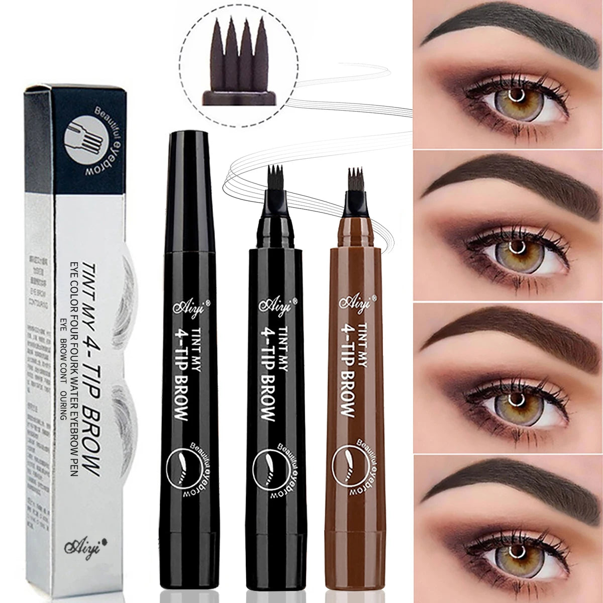 Four-Pronged Eyebrow Pencil Waterproof Long-Lasting Non-Decoloring Four-Pronged Wild Eyebrow Pencil Liquid Water Eyebrow...