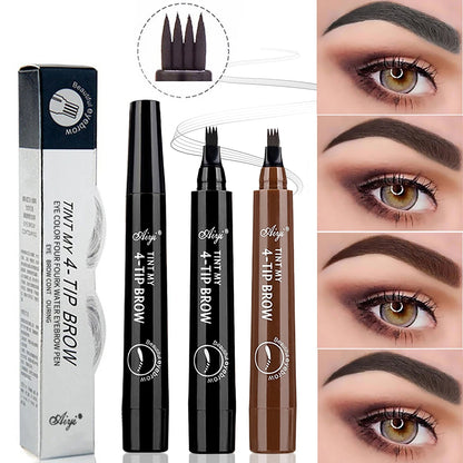Four-Pronged Eyebrow Pencil Waterproof Long-Lasting Non-Decoloring Four-Pronged Wild Eyebrow Pencil Liquid Water Eyebrow...