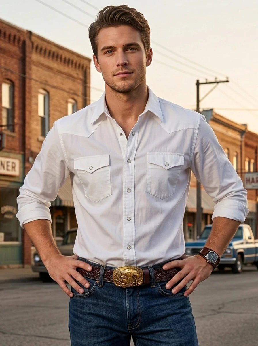 1pc Men's Second Layer Cowhide Belt featuring Eagle Automatic Buckle, Retro Carved Design, Stylish Jeans Belt