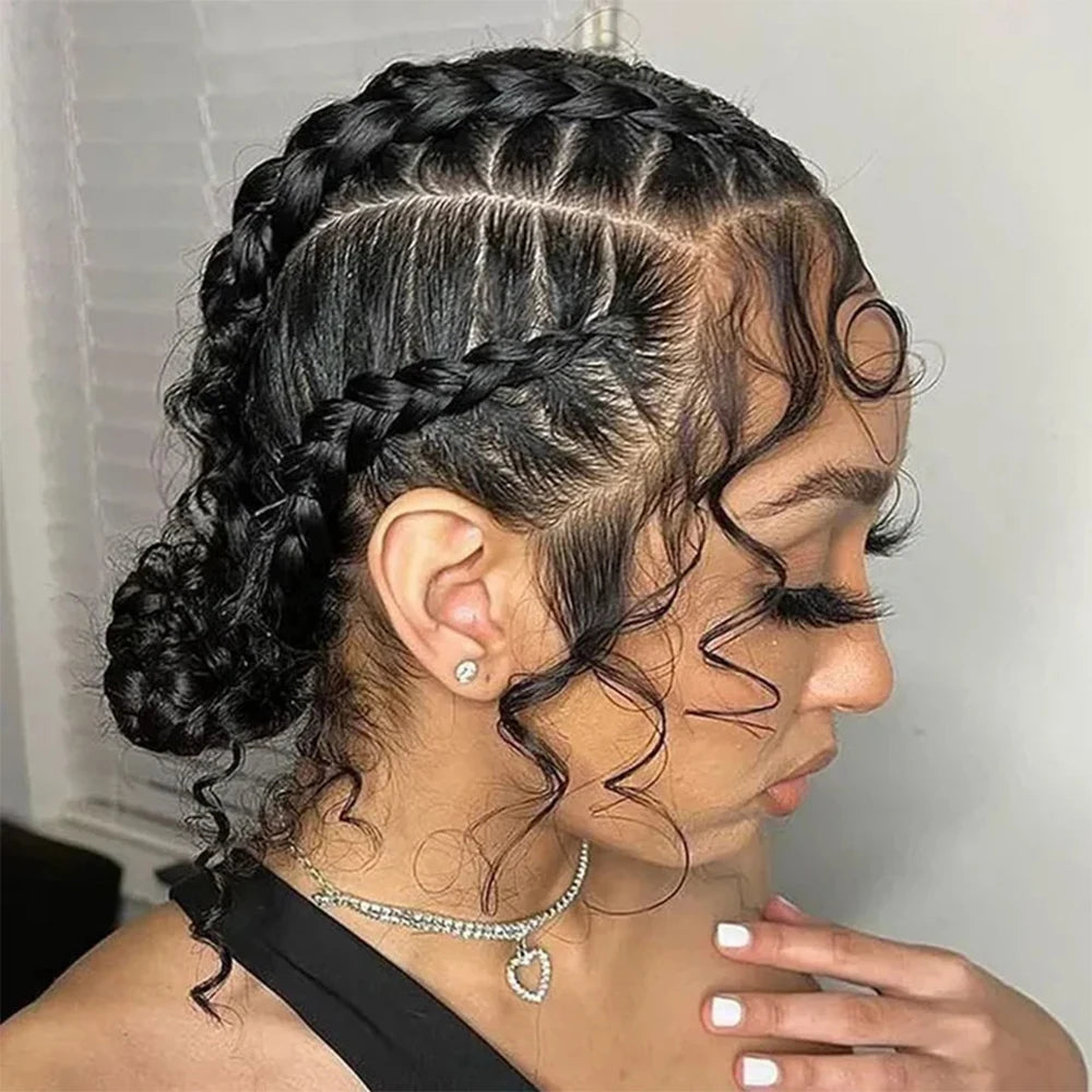 Real Full Lace Wigs Human Hair for Braided Wigs Knotless Braids Straight HD Full Lace Frontal Wig Braid Wigs Preplucked...