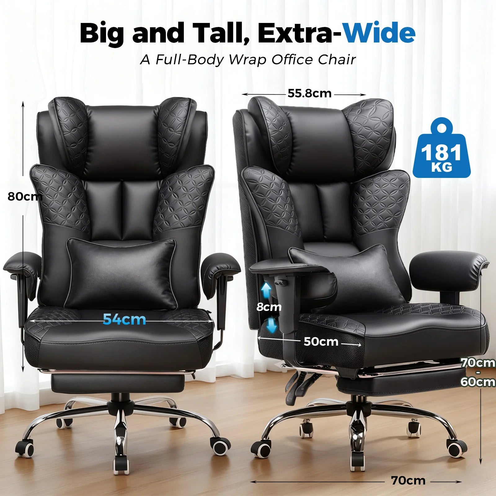GTPLAYER Gaming Chair, Ergonomic Office Chair with Footrest for Tall and Heavy Individuals, 150° Adjustable Backrest &...