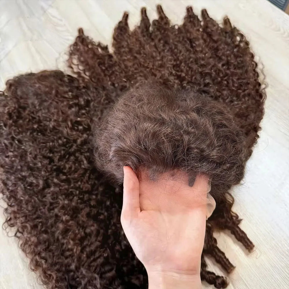 Chocolate Brown Burmese Curly 13x4 13x6 HD Lace Frontal Wig Invisible Strap 360 Full Lace Glueless Wig Lace Front Human...