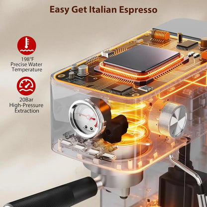 Express espresso machine, compact, 1300 W, semi-automatic, for 1-2 cups, removable water tank, milk frother, pressure...