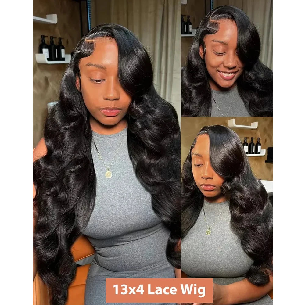 250% Density Glueless Body Wave Human Hair 13x4 Lace Frontal Wigs Brazilian Virgin Human Hair Remy Hair Wigs HD Lace...
